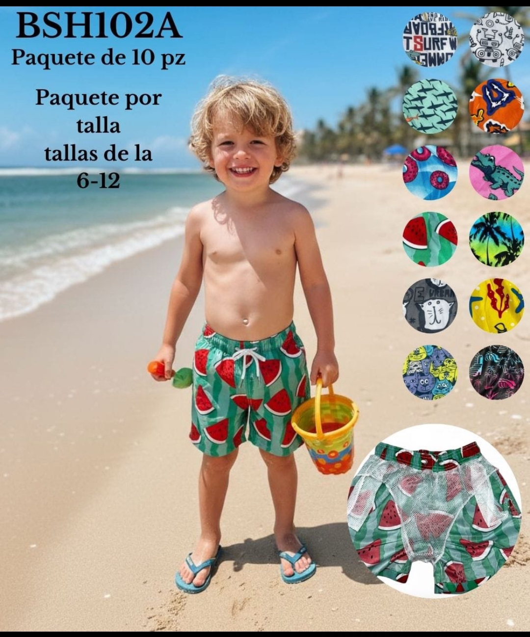 SHORT PLAYERO NI?O M+M PAQ 10PZS