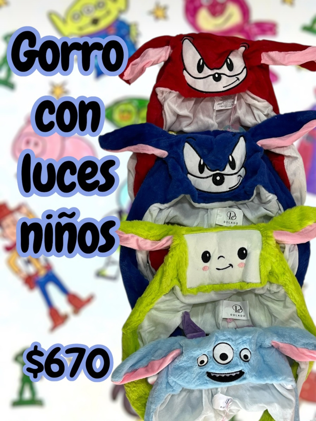 GORRO CARICATURAS PAQ10PZS