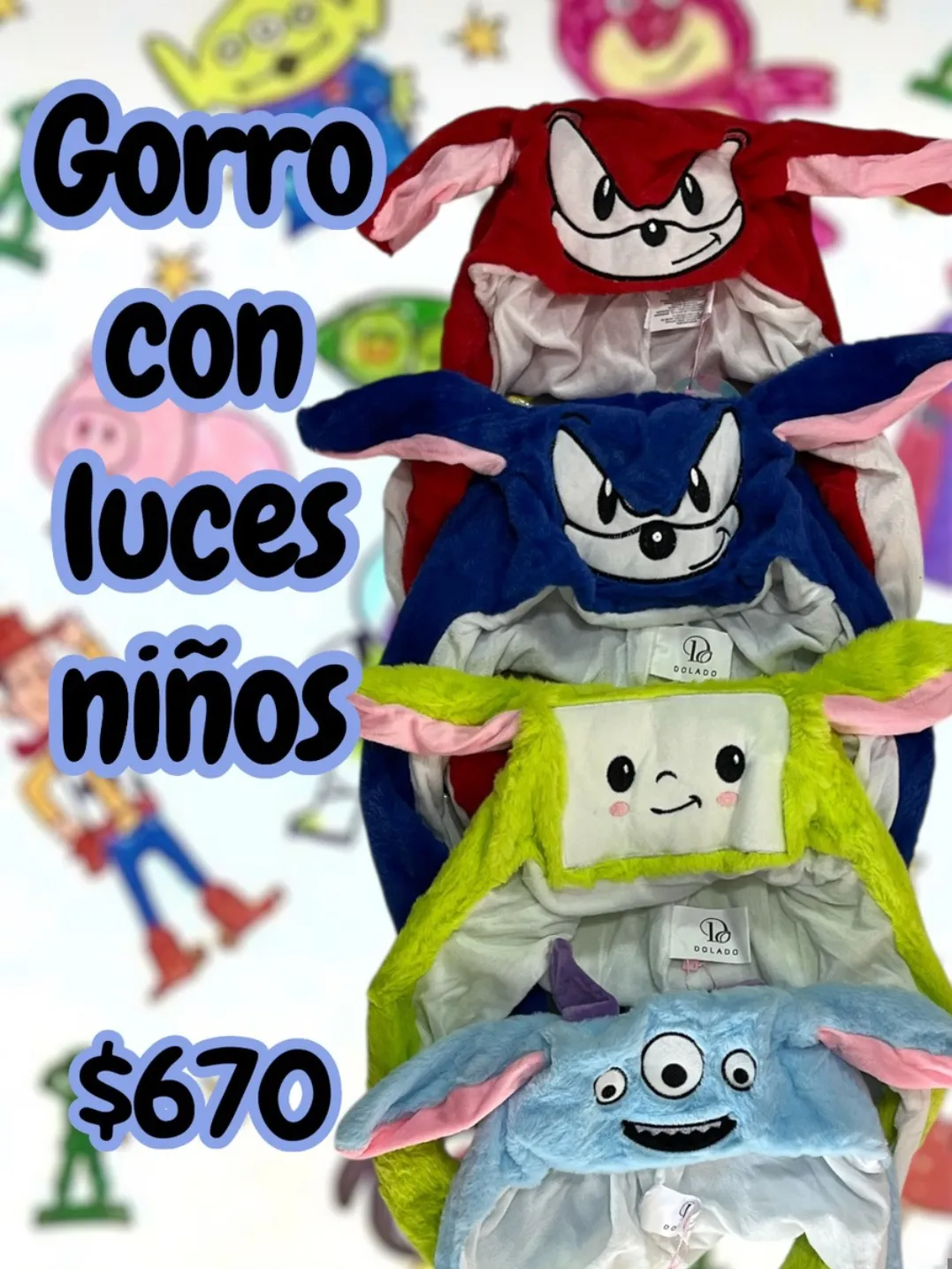 GORRO CARICATURAS PAQ10PZS