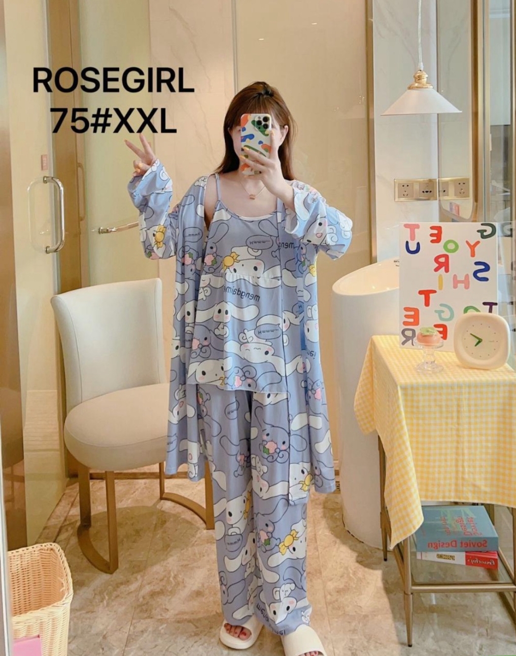 P75 Pijama Tirante 3pzs Rose Girl