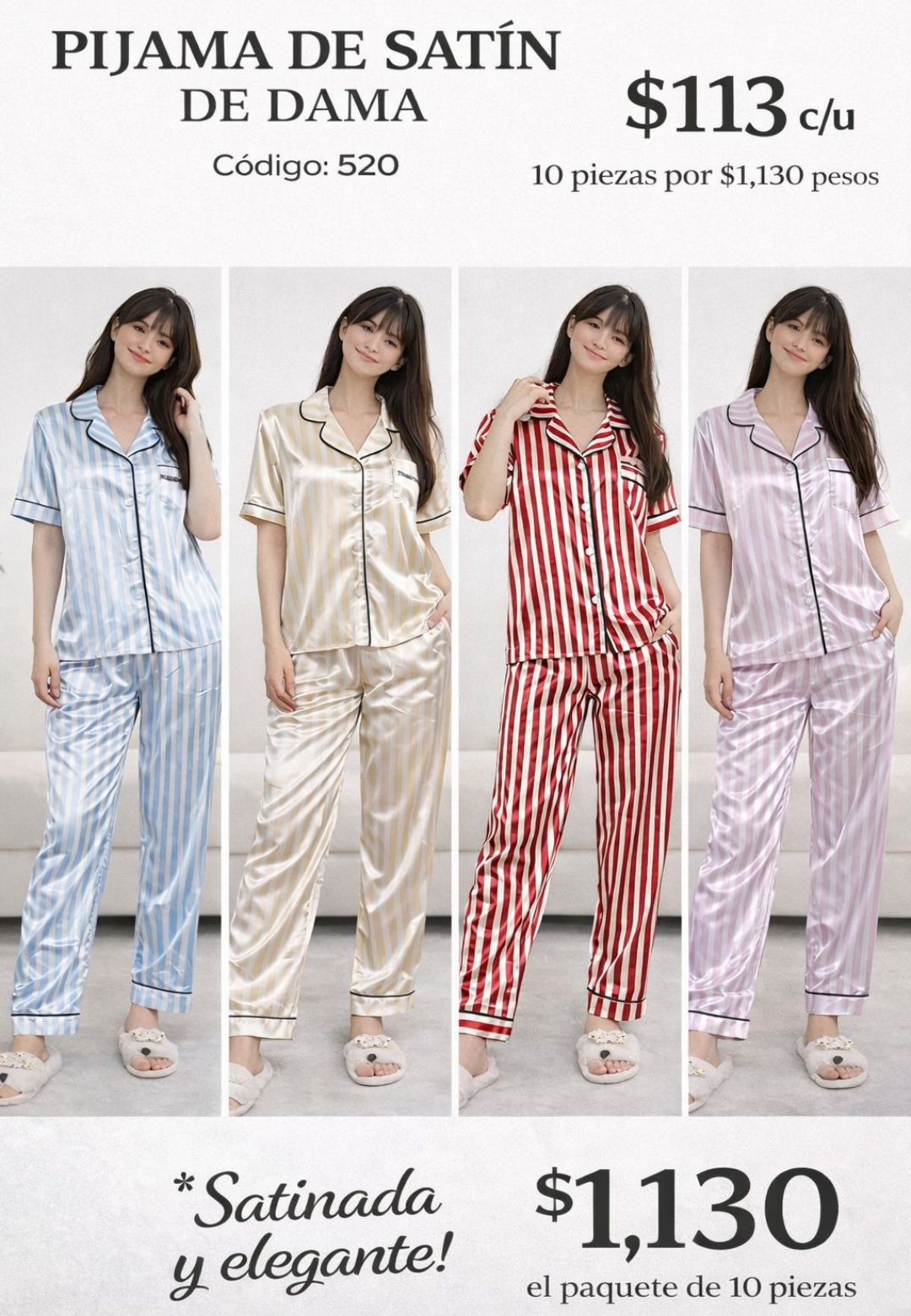 520 PIJAMA SATIN RAYAS PANTALON